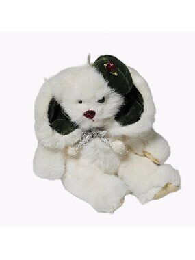 Russ Berrie Bombay White Christmas Teddy Bear 7 Inch Plush Stuffed Animal Toy